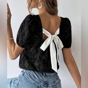 Elegant Black Floral Women's Top